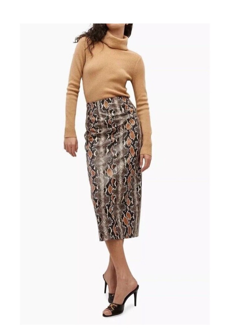 Veronica Beard Kaliyah Pencil Skirt Snake Skin Print Vegan Leather Like New Sz 8